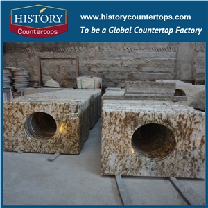 Beautiful Yellow Color Natural Granite, Chinses Supplier Solid Surface Building Material, Durable Bathroom Countertops&Custom Vanity Tops