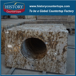 Beautiful Yellow Color Natural Granite, Chinses Supplier Solid Surface Building Material, Durable Bathroom Countertops&Custom Vanity Tops