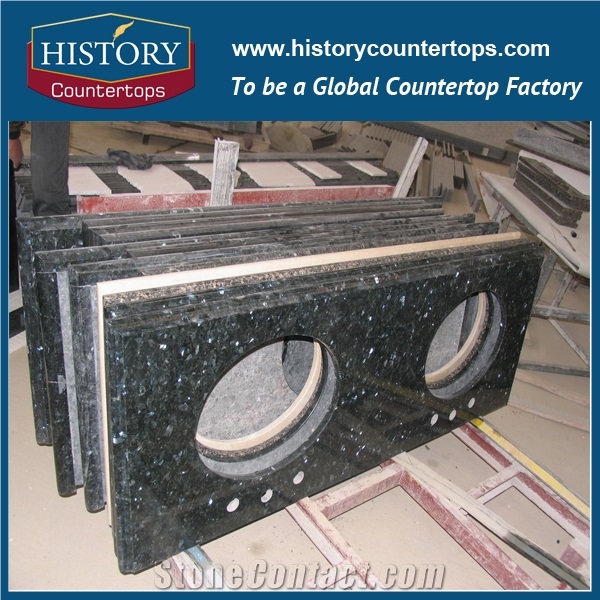 Best Quality &Low Price Norway High Polished Granite, Natural Emerald Pearl Solid Surface Building Stone for Bathroon Countertop, Custom Vanity Tops