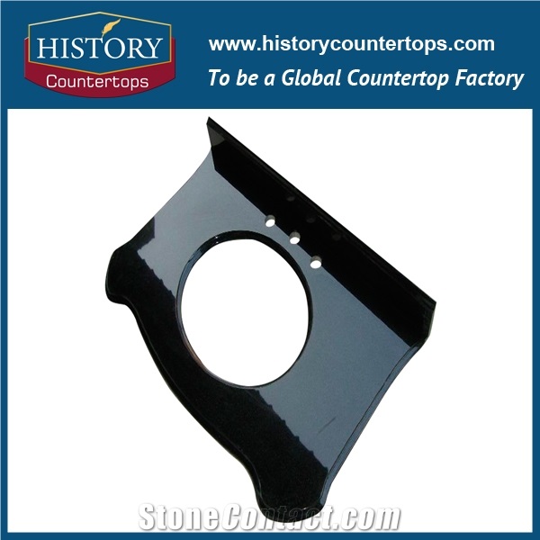 China Absolute Black Granite Kitchen Tops with Laminated Bullnose Edge, Engineered Stone Countertops with Polished Surface, Standard and Custom Size Stone Island Tops for Multi-Family Projects