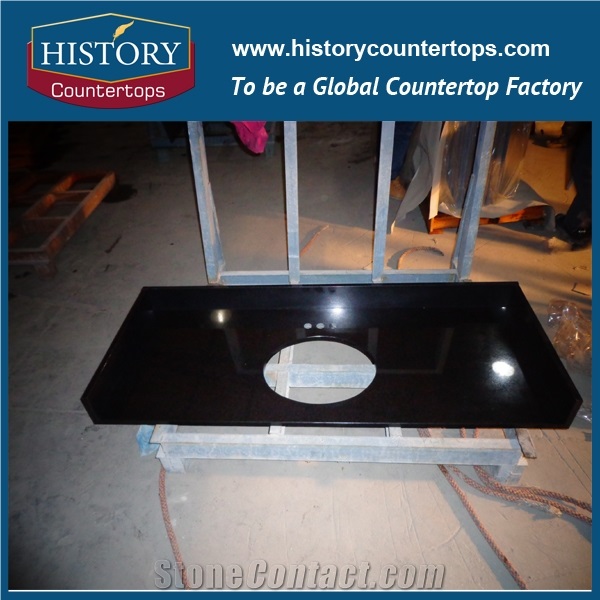 China Black Pearl Bathroom Tops with Single or Double Sinks, Engineered Stone Vanity Tops for Sales, G684 Granite Bathroom Polished Surface Tops for Hospitality Projects