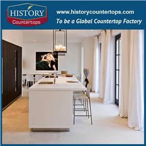 China Building Stone Pure White Artificial Quartz Kitchen Countertops, Island Top, Desk Tops,Bar Top,Worktops,Polished Surface,Cut to Size