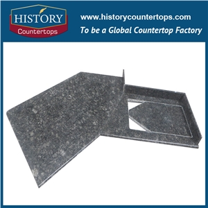 China Butterfly Green Granite Countertops Laminated Bullnose Edge, Kitchen Solid Surface Worktops for Sales, Engineered Tops for Hospitality Projects