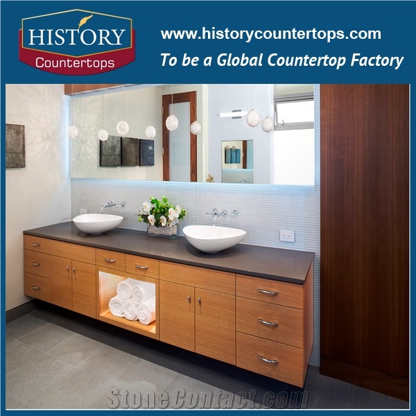China Engineered Stone Wholesale Products Artificial Quartz Brown Color Shasta Brown for Solid Surface Bathroom Countertops, Vanity Top,Cut-To-Size
