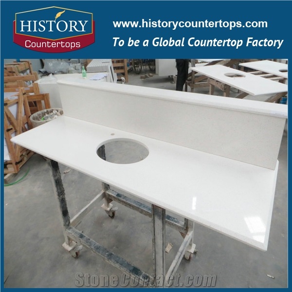 China Factory White Color Stellar Snow Artificial Quartz Engineered Stone Bathroom Countertops,Solid Surface Vanity Top,Custom for Hospitality & Multi-Family Projects