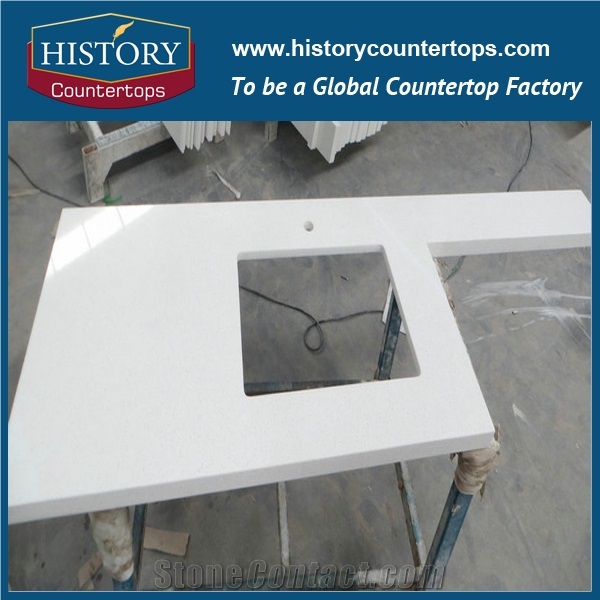 China Factory White Color Stellar Snow Artificial Quartz Engineered Stone Bathroom Countertops,Solid Surface Vanity Top,Custom for Hospitality & Multi-Family Projects