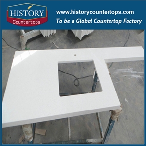 China Factory White Color Stellar Snow Artificial Quartz Engineered Stone Bathroom Countertops,Solid Surface Vanity Top,Custom for Hospitality & Multi-Family Projects