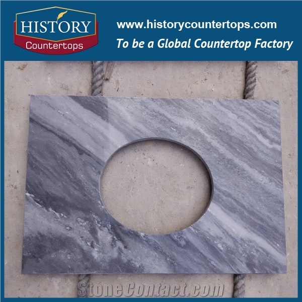 China Gray Granite Vanity Tops with Single or Double Sinks for Sales, Engineered Bathroom Solid Surface Tops for Hospitality and Multi-Family Projects