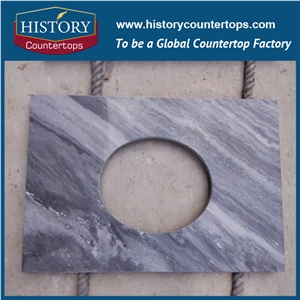 China Gray Granite Vanity Tops with Single or Double Sinks for Sales, Engineered Bathroom Solid Surface Tops for Hospitality and Multi-Family Projects
