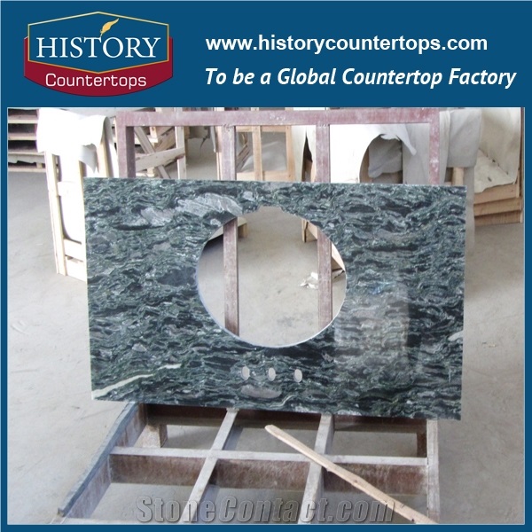 China High Polished Granite India Green Granite Bathroom Countertops, Solid Surface Building Stone, Custom Vanity Tops for Sales
