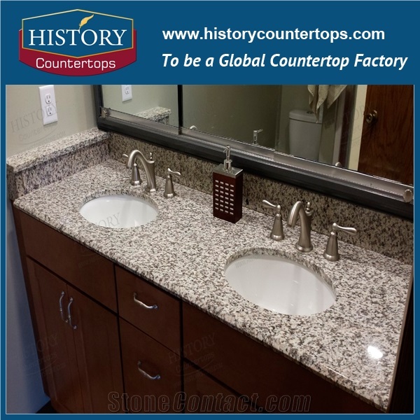 China Tiger Skin White Vanity Tops with Single and Double Sinks for Sales, Bathroom Tops Polished Surface Double Sink Vanity Top