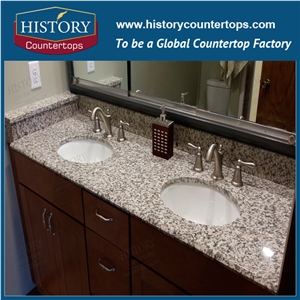 China Tiger Skin White Vanity Tops with Single and Double Sinks for Sales, Bathroom Tops Polished Surface Double Sink Vanity Top