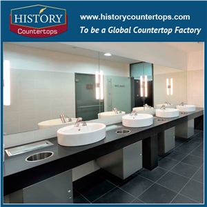 China Wholesale High Quality Black Color Absolute Noir Artificial Quartz Countertops Vanity Top,Prefab,Bathroom Counter Tops