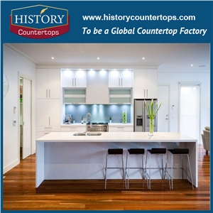 China Wholesale White Blizzard Artificial Quartz Kitchen Countertops, Prefab,Customized Kitchen Island,Worktops,Desk Tops