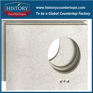 China Yellow Harvest Quartz Countertops Polished Surface for Bathroom Designs, Engineered Vanity Tops with Single and Double Sinks for Hospitality and Multi-Family Projects