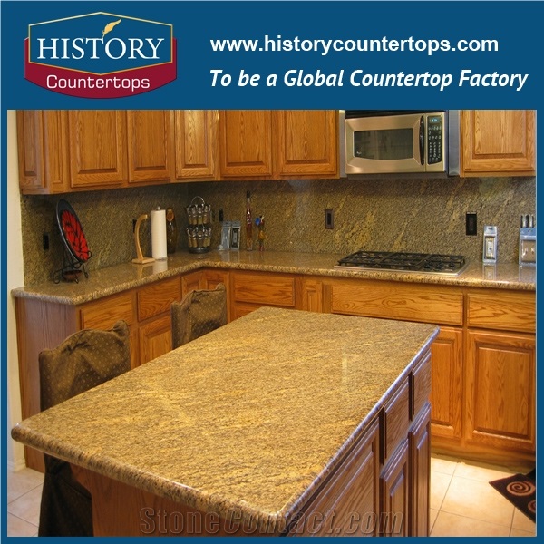 Chinese Supplier Natural Building Material,Brazil Giallo California Yellow Granite Kitchen Countertops, Kitchen Island Top and Bar Top for Sales