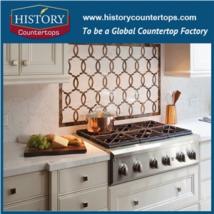 Chinese Torquay Quartz Countertops with Custom Edges for Sales, Engineered Artificial Stone Kitchen Island Tops Polished Surface for Multi-Family and Hospitality Projects