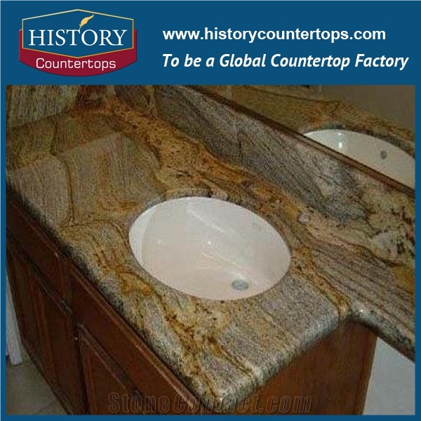 Double or Single Sink Bathroom Tops for Granite, Polished Surface Vanity Tops with Custom Edging, Cheap Price Bathroom Tops for Multi-Family Projects