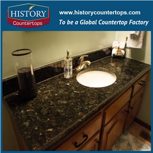 Green Bathroom Tops with Double or Single Sinks, Custom Vanity Tops Solid Surface on Sales, Best Price Tops for Multi-Family Projects
