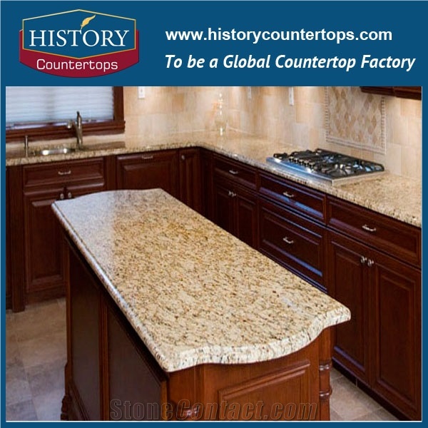 High Quality and Low Price Brazil Yellow Granite, Solid Surface Building Material for Kitchen Countertops, Bench Tops, Kitchen Bar Top, Worktops