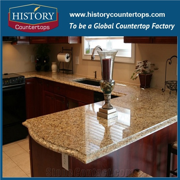 High Quality and Low Price Brazil Yellow Granite, Solid Surface Building Material for Kitchen Countertops, Bench Tops, Kitchen Bar Top, Worktops