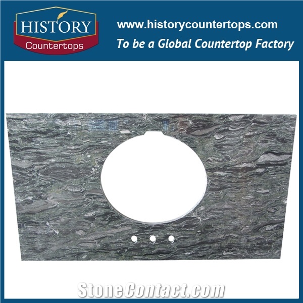 Hot Sales China Natural Stone,Green Color Granite,Multicolor Green Granite,High Polished Bathroom Countertops, Custom Vanity Top