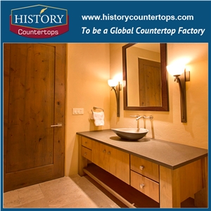 Hotel Engineered Stone Customize Shasta Brown Artificial Quartz Bathroom Countertops,Solid Surface Vanity Tops,Quartz Vanity Tops with Sink