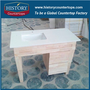 Hotel Engineered Stone Customized Stellar Snow Artificial Quartz Bathroom Countertops,Solid Surface Vanity Tops,White Vanity Tops with Sink