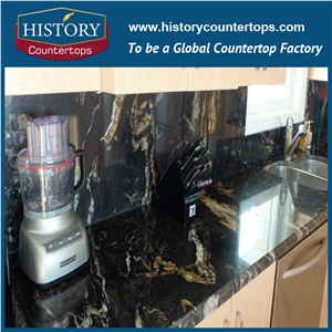 Indoor Natural Stone Brazil High Polished Black Titanium Granite Building Material, Black Granite for Kitchen Countertops&Bar Tops&Worktops&Island Tops