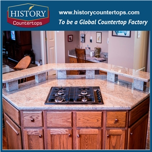 Indoor Natural Stone,Solid Surface Building Material,High Polished Millenium Cream Yellow Granite for Kitchen Countertops, Island Tops and Bar Top,Worktop