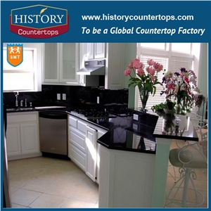 Natural Building Stone,India Black Galaxy Granite,Best Quality and Low Price Granite Kitchen Countertops, Kitchen Worktop,Bar Tops for Sales