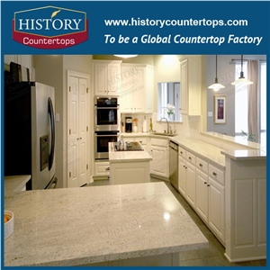 Natural Stone Kitchen Tops with Custom Edge, Bianco Romano Granite Countertops Polished Surface for Multi-Family & Hospitality Projects