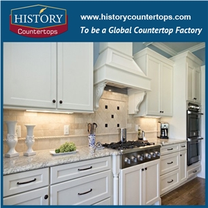 Natural Stone Kitchen Tops with Custom Edge, Bianco Romano Granite Countertops Polished Surface for Multi-Family & Hospitality Projects