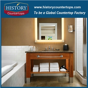 Precut Half Bullnose Natural Stone Bathroom Tops, Solid Surface Bathroom Vanity for Granite Tops, Best Price Kitchen Island Countertops for Multi-Family Projects