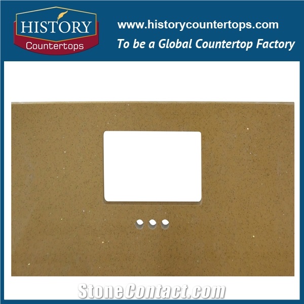 Premium Grade Engineered Stone Artificial Yellow Harvest Quartz, Cut Size, Polished, Flat Edge, Eased Edge, Beveled Edge, Bath Countertops