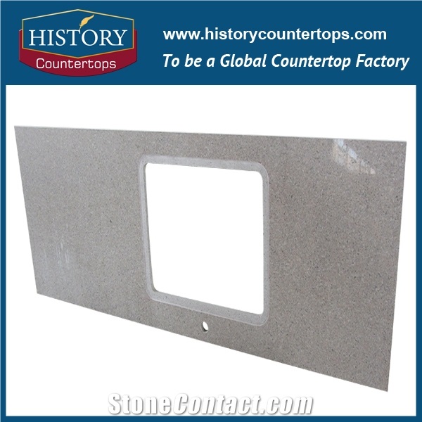 Rosy Cloud Granite Bathroom Tops with Laminated Billnose Edge for Sales, Engineered Stone Vanity Tops with Single Sink or Double Sinks for Hospitality Projects