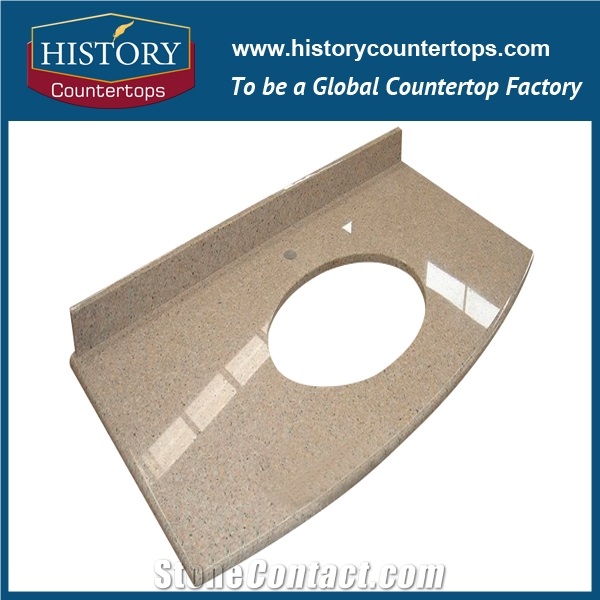 Rosy Cloud Granite Bathroom Tops with Laminated Billnose Edge for Sales, Engineered Stone Vanity Tops with Single Sink or Double Sinks for Hospitality Projects