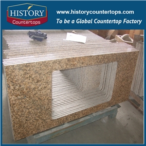 Tiger Skin Yellow Countertops with Lamonated Bullnose Edge, Engineered Stone Kitchen Worktops Polished Surface, China Granite Stone Kitchen Island Tops for Multi-Family Projects