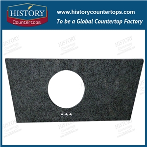 Yanshan Green Granite Vanity Tops with Single or Double Sinks for Sales, China Wholesale Bathroom Tops Polished Surface for Hospitality Projects