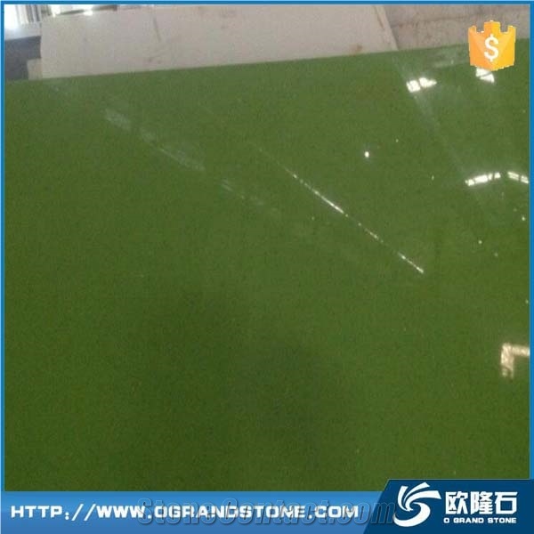 Engineered Glass Green Quartz Stone Slabs