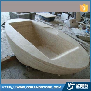 Special Design Beige Marble Bathtub Surround