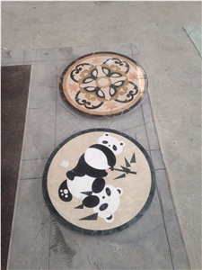 Waterject Marble Round Medallions, Marble Panda Medallions