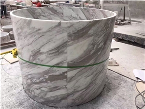 White Marble Round Roman Column , Hollow Marble Column