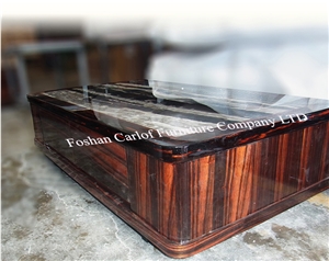 Black Marble Inlay Coffee Table Top Wooden Centre Table
