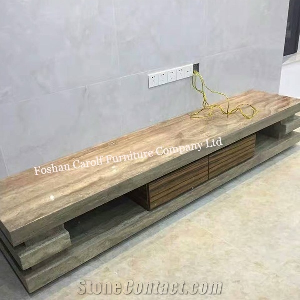 Yellow Travertine Tv Stand, Yellow Travertine Home Stone Furniture