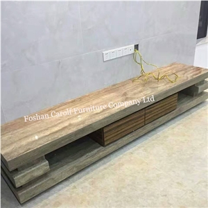 Yellow Travertine Tv Stand, Yellow Travertine Home Stone Furniture
