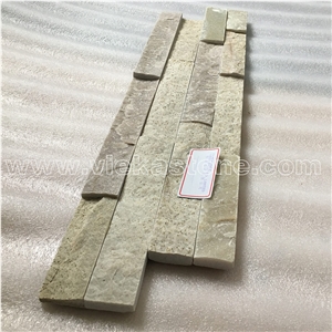 China Beige Slate Fireplace Stacked Stone Veneer Feature Wall Cladding Panel Ledge Stone Rock Split Face Mosaic Tile Landscaping Building Interior & Exterior Decor Natural Culture Stone 55x15cm Z