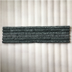 China Black Quartzite Stacked Stone Veneer Feature Wall Cladding Panel Ledger Stone Natural Split Face Mosaic Tile Landscaping Building Interior & Exterior Decor Culture Stone 60x15cm Mountain-Shape