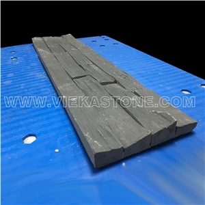 China Black Slate Ledge Stone Tile Fireplace Stacked Stone Veneer Feature Wall Cladding Panel Rock Natural Split Face Mosaic Landscaping Building Interior & Exterior Culture Stone 60x15cm
