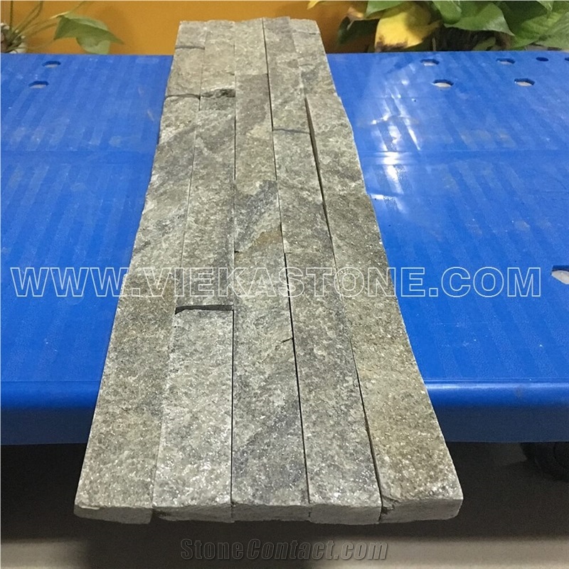 China Green Quartzite Fireplace Stacked Stone Veneer Feature Wall Cladding Panel Ledge Stone Rock Natural Split Face Mosaic Tile Landscaping Building Interior & Exterior Decor Culture Stone 60x15cm